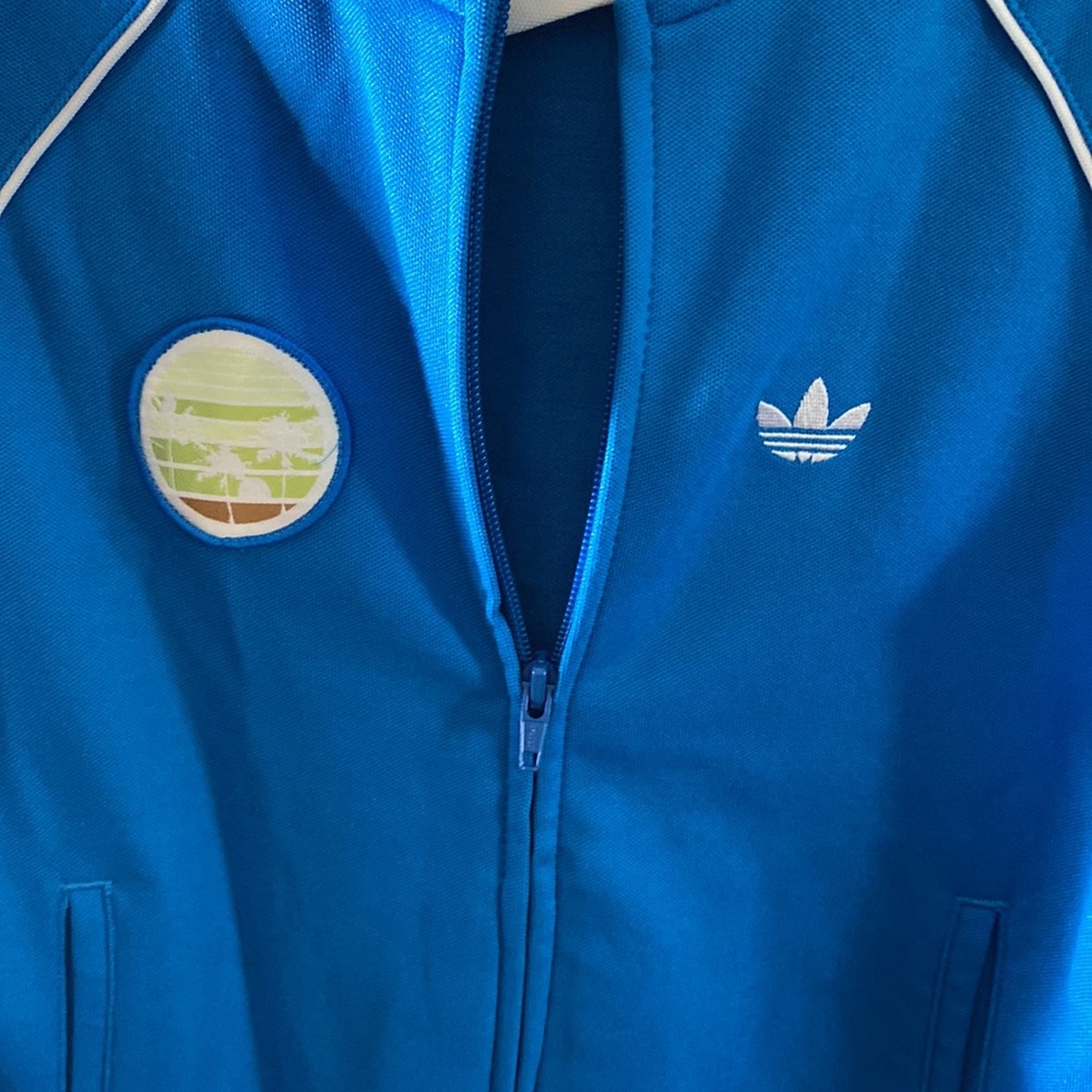 Adidas Sweatshirt Boys Size S Small Full Zip Blue White Logo Pockets - Picture 7 of 12